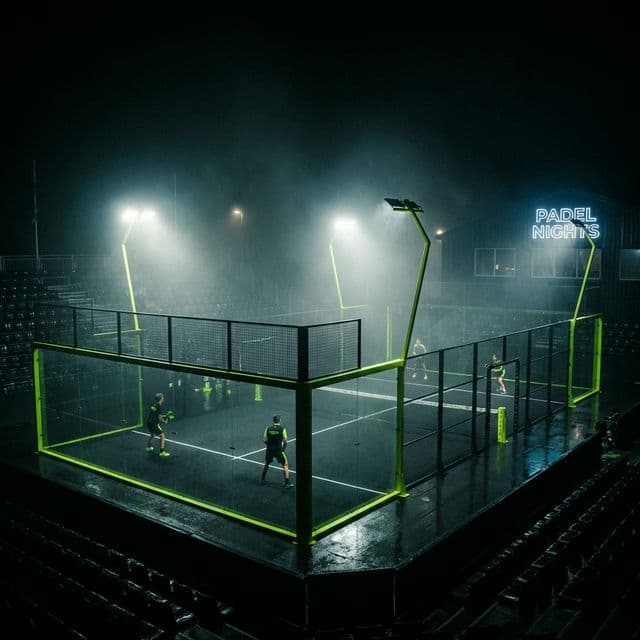 Terrain de Padel ambiance nuit match